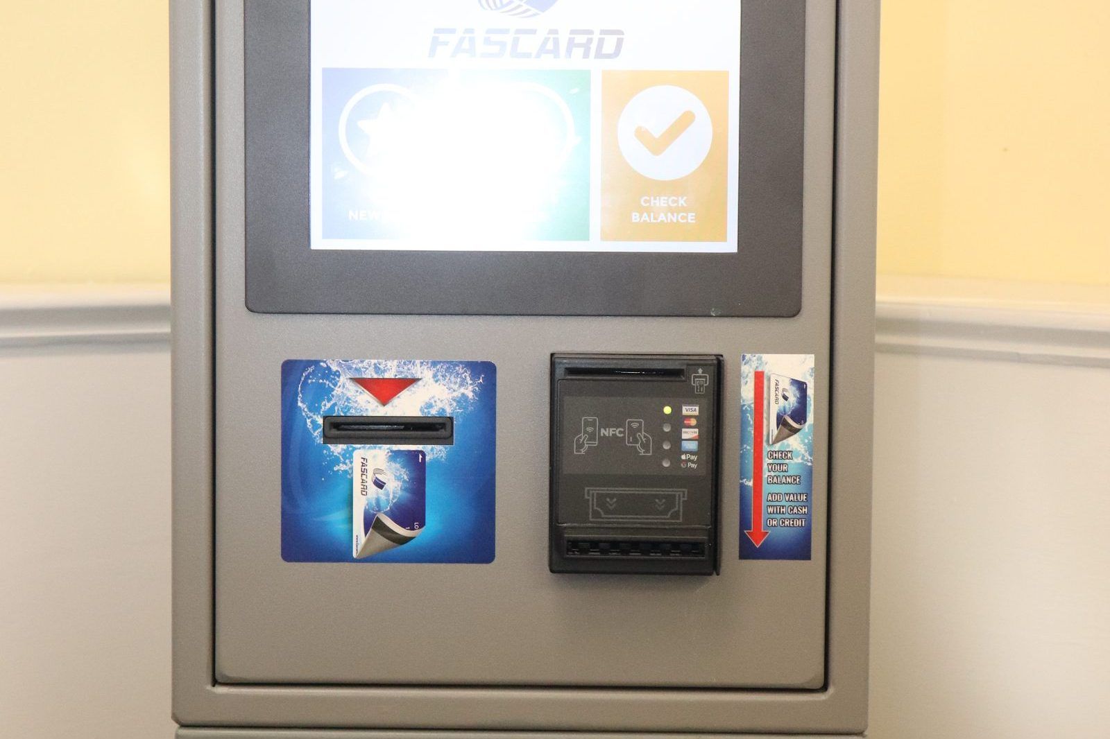 The FasCard touchscreen kiosk where you buy and reload your loyalty card